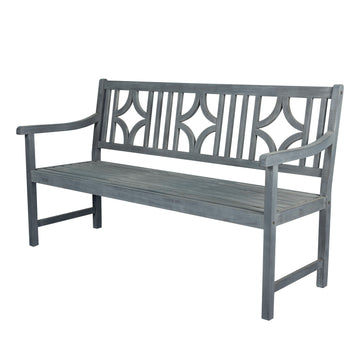 Sloane Ogee Diamond-Back 600-Lbs Support Acacia Wood Outdoor Garden Patio Bench - JONATHAN Y